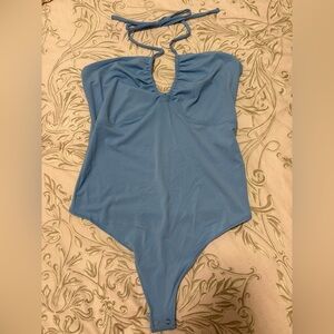 Abercrombie & Fitch Light Blue Halter Bodysuit (Size L)